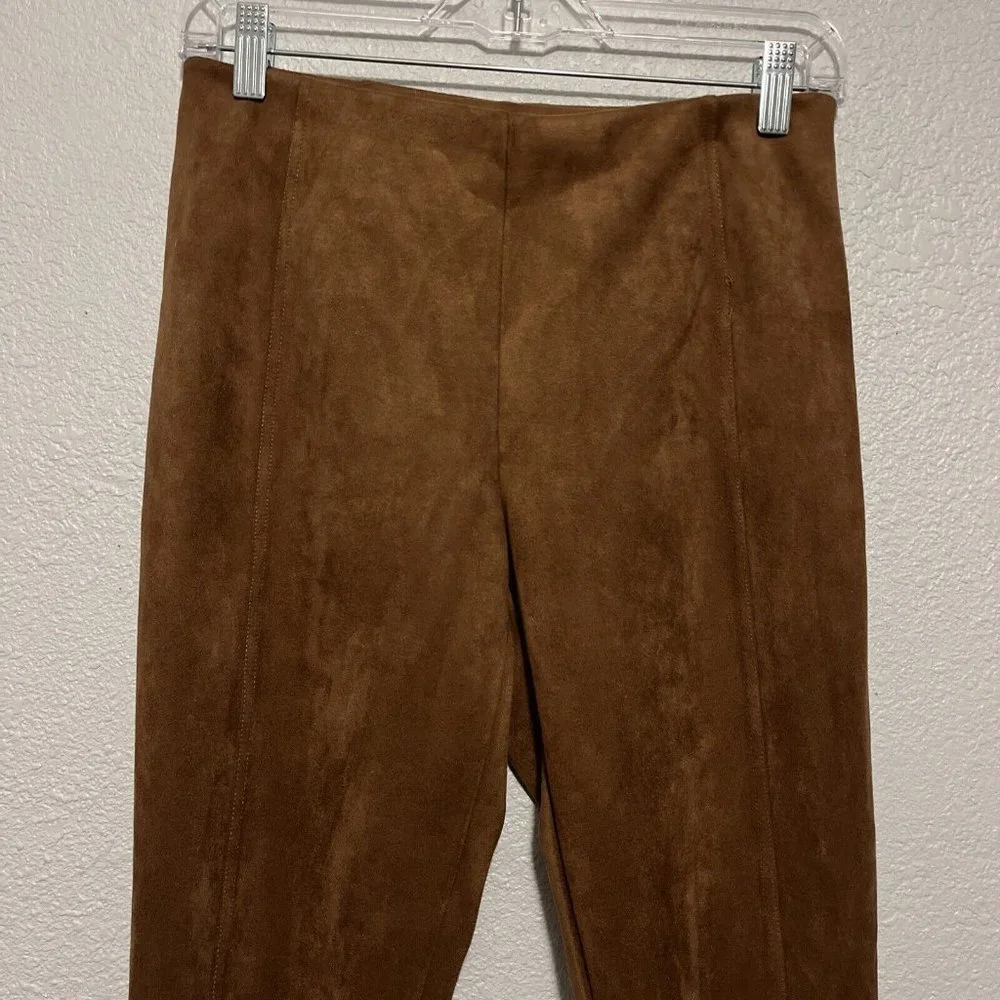 T Tahari Seamed Pull-On Faux Suede Leather Pants Size Medium